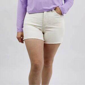 Women's Cream Denim Shorts